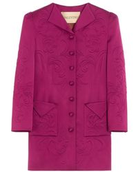 Valentino - Embroidered Satin Cady Caban Coat - Lyst
