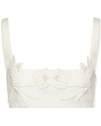 Valentino - Floral-Appliqué Crop Top - Lyst