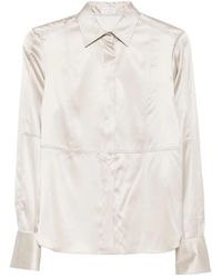 Brunello Cucinelli - Long-Sleeve Silk Shirt - Lyst