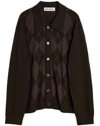 Our Legacy - Tonal Argyle Pattern Evening Knitted Polo - Lyst