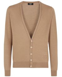Fendi - V-Neck Buttoned Knitted Cardigan - Lyst