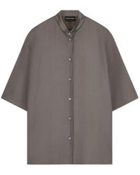 Emporio Armani - Short-Sleeve Band-Collar Shirt - Lyst