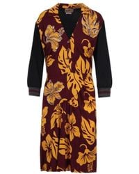 Prada - Floral-Print Gathered-Panel Midi Dress - Lyst