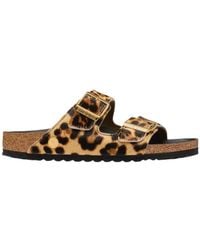 Birkenstock - Arizona Fur Animal-Print Sandals - Lyst