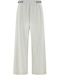 Brunello Cucinelli - Raised-Seam Wide-Leg Embellished Trousers - Lyst