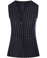 Max Mara - Riccio Striped Button-Up Vest - Lyst