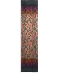 Etro - Wool Jacquard Scarf With Check Print And Faded Paisley-Motif - Lyst