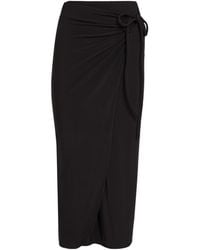 Max Mara - Viscose Ruched Midi Wrap Skirt - Lyst