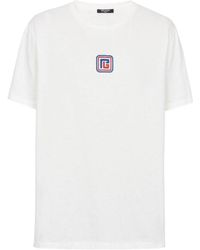 Balmain - Logo Embroidered Short-Sleeved T-Shirt - Lyst
