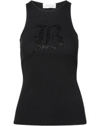 Blumarine - Logo Embellished Ribbed-Knit Tank Top - Lyst