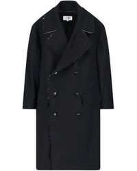 MM6 by Maison Margiela - Raw-Edge Double Breasted Coat - Lyst