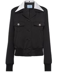 Prada - Wool Single-Breasted Jacket With Jewelled Buttons - Lyst