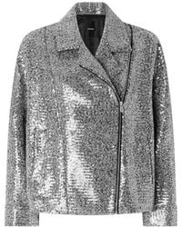 Pinko - Sequinned Pea Coat - Lyst