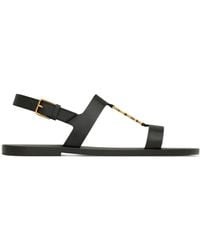 Saint Laurent - Cassandre Logo Plaque Sandals - Lyst