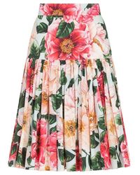 Dolce & Gabbana - Floral-Print Pleated Skirt - Lyst