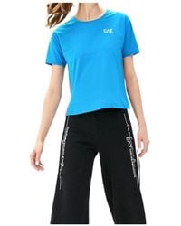 EA7 - Round-Necked Logo T-Shirt - Lyst