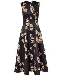 Emilia Wickstead - Mara Floral Duchess Satin Midi Dress - Lyst