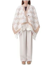 Max Mara - Studio All-Over Logo Patterned Fringed Cape - Lyst