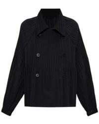 Pleats Please Issey Miyake - Pleats Please Issey Miyake Double-Breasted Oversized Jacket - Lyst