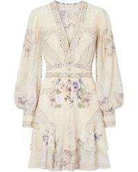 CAMILLA - Printed Embellished Silk-Chiffon Midi Dress - Lyst