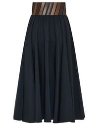 Alaïa - Leather-Trimmed Midi Skirt - Lyst
