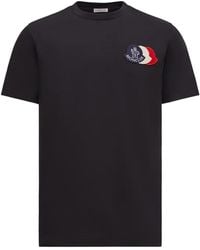 Moncler - Logo Embroidered Crewneck T-Shirt - Lyst