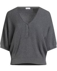Brunello Cucinelli - Solidcolor Vneck Shortsleeve Knit Top - Lyst
