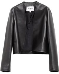 Alaïa - Long Sleeve Leather Jacket - Lyst