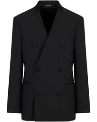 Emporio Armani - V-Neck Double Breasted Blazer - Lyst