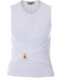 Elisabetta Franchi - Jewel-Detail Sleeveless Jersey Top - Lyst