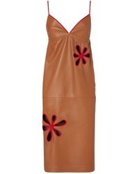 Fendi - Elegant Leather Mini Dress With Cut-Outs And Ajour Motif - Lyst