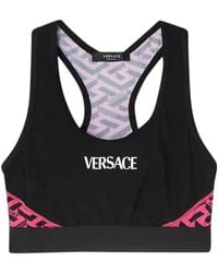 Versace - La Greca Logo-Print Sports Bra - Lyst