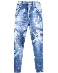 DSquared² - Paint-Splatter Distressed Straight-Leg Jeans - Lyst