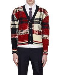 Thom Browne - Checkered Button-Up Knit Cardigan - Lyst