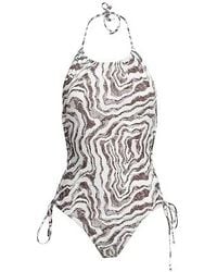Ganni - Zebra Print One-Piece Swimsuit - Lyst