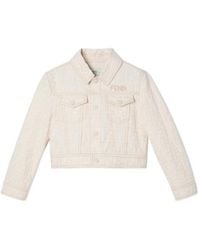 Fendi - Junior Denim-Effect Cropped Jacket With Logo - Lyst