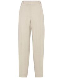 Brunello Cucinelli - Straight-Leg Pleated Pants - Lyst