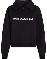 KARL LAGERFELD - Logo-Print Quarter-Zip Sweater - Lyst