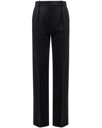 Saint Laurent - Pleat Detailed Straight Leg Trousers - Lyst