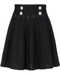 Balmain - High-Waist Pleated Skater Skirt - Lyst