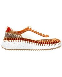 Chloé - Chloé Stitch Detailed Lace-Up Sneakers - Lyst