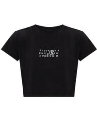 MM6 by Maison Margiela - Cropped Logo T-Shirt - Lyst