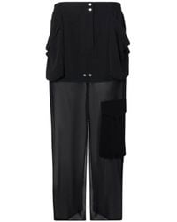 Pinko - Front-Slit Drawstring Sheer Cargo Midi Skirt - Lyst
