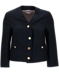 Thom Browne - Hopsack Suiting V-Neck Cardigan - Lyst