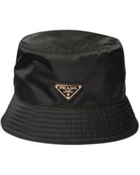 Prada - Signature Logo Plaque Bucket Hat - Lyst