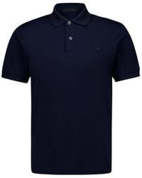 Prada - Triangle-Patch Short-Sleeved Polo Shirt - Lyst