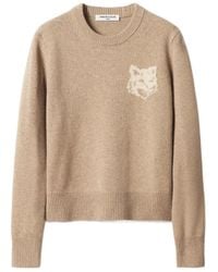 Maison Kitsuné - Maison Kitsuné Fox Head Crew Neck Knitted Sweater - Lyst