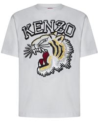 KENZO - Logo Embroidered Crewneck T-Shirt - Lyst