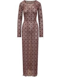 Marine Serre - Moonogram Mesh Flock Long Dress - Lyst