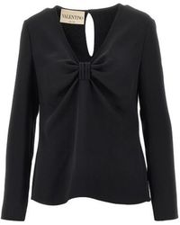 Valentino - Bow-Detail Long-Sleeve Blouse - Lyst